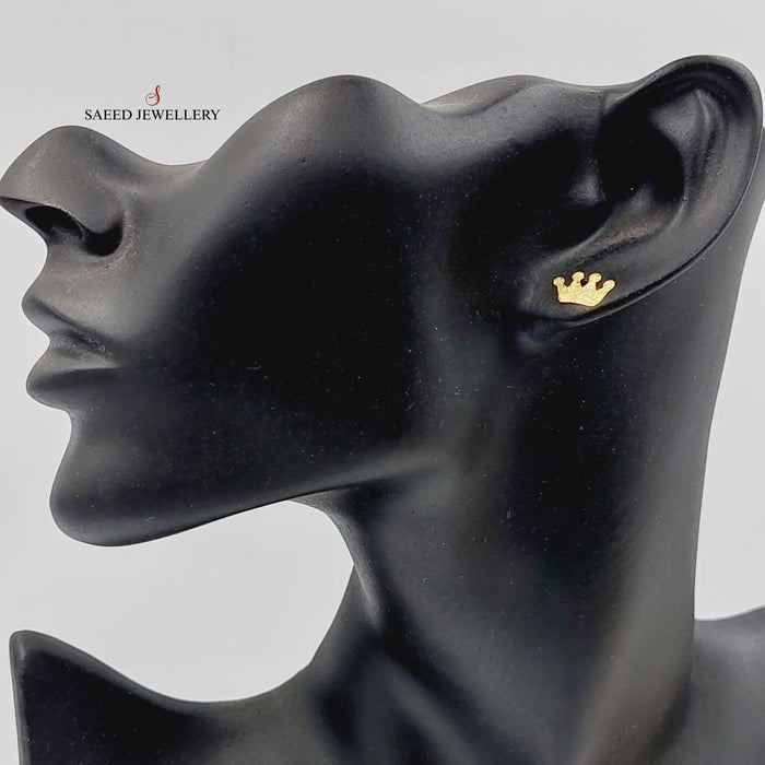 18K حلق برغي تاج-مجوهرات الشيخ سعيد-Saeed Jewelry