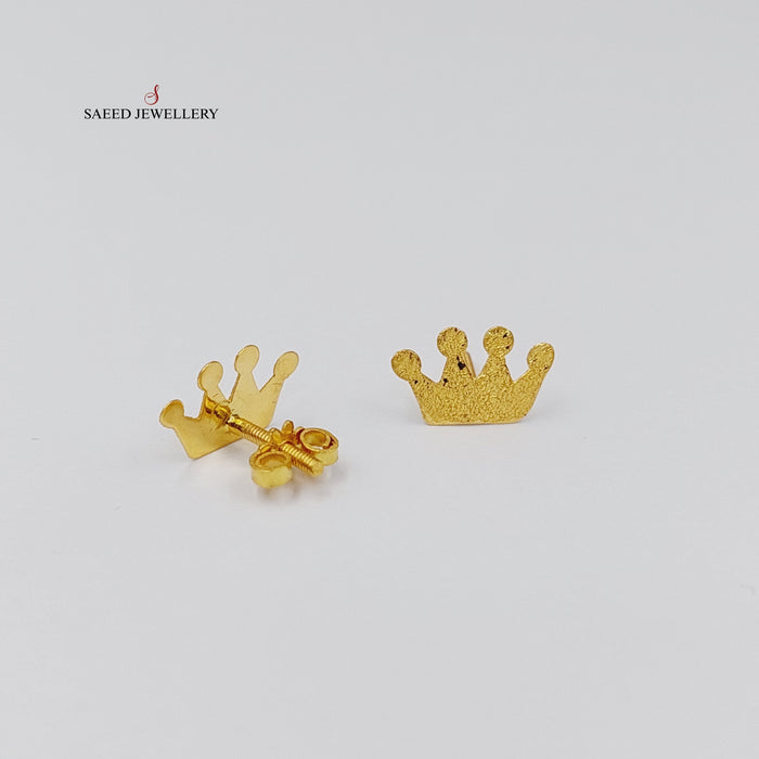 18K حلق برغي تاج-مجوهرات الشيخ سعيد-Saeed Jewelry
