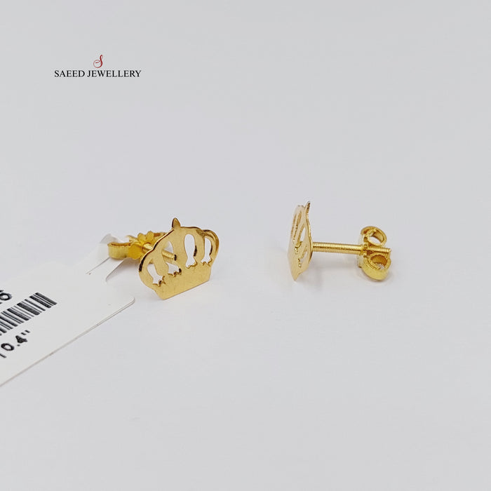 18K حلق برغي تاج-مجوهرات الشيخ سعيد-Saeed Jewelry