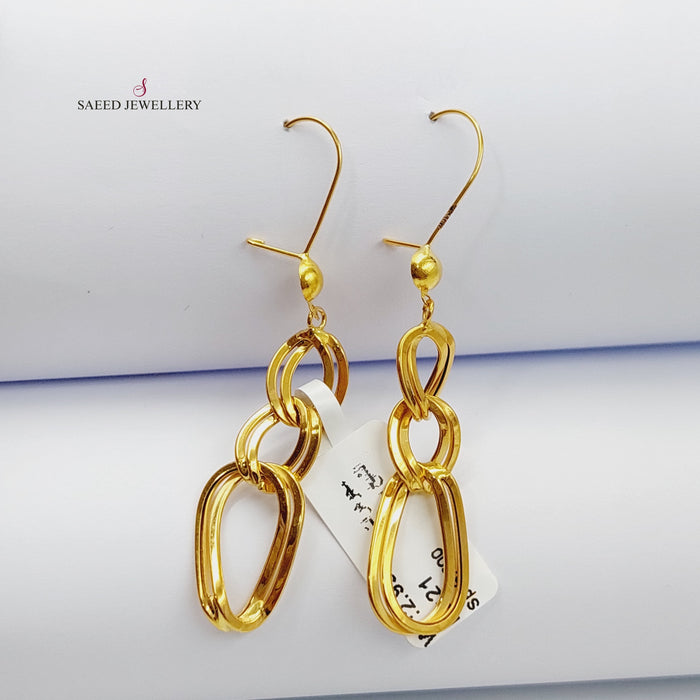 Cuban Links Earrings Made Of 21K Yellow Gold by Saeed Jewelry-27698