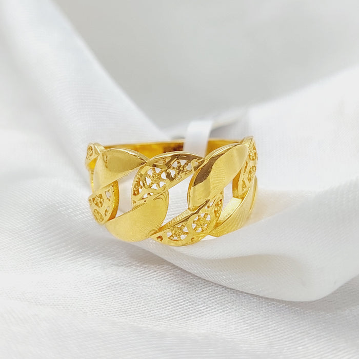 Cuban Links Ring Made Of 21K Yellow Gold by Saeed Jewelry-28357