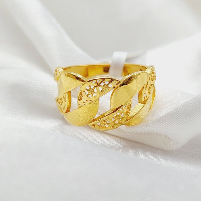 Cuban Links Ring Made Of 21K Yellow Gold by Saeed Jewelry-28357