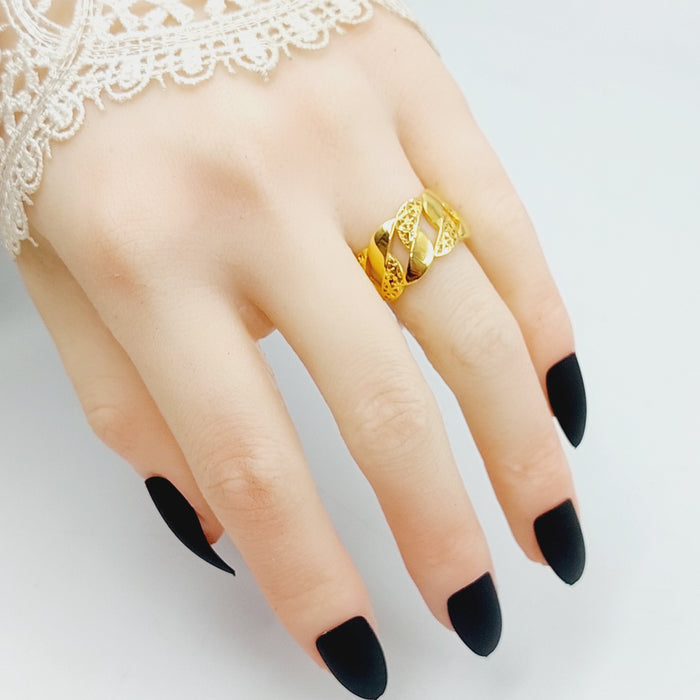 Cuban Links Ring Made Of 21K Yellow Gold by Saeed Jewelry-28357