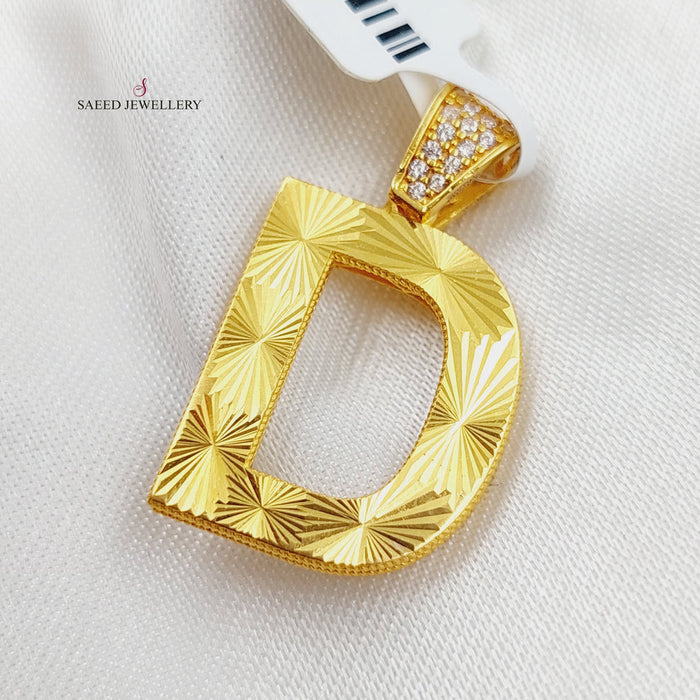 21K D Letter Pendant Made of 21K Yellow Gold by Saeed Jewelry-25602
