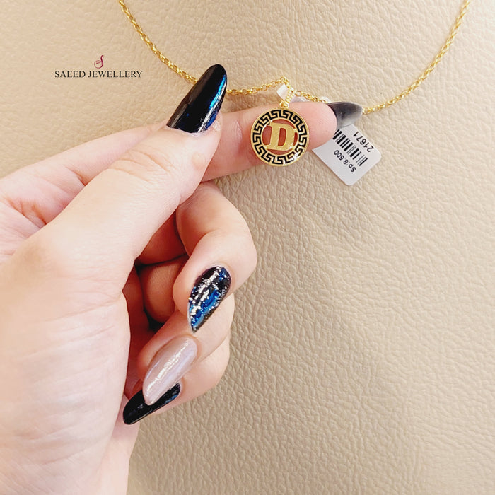 21K D Letter Pendant Made of 21K Yellow Gold by Saeed Jewelry-d-تعليقة-حرف-فرزاتشي
