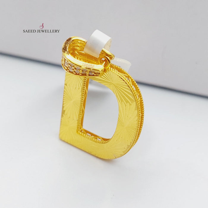 21K D Letter Pendant Made of 21K Yellow Gold by Saeed Jewelry-25602