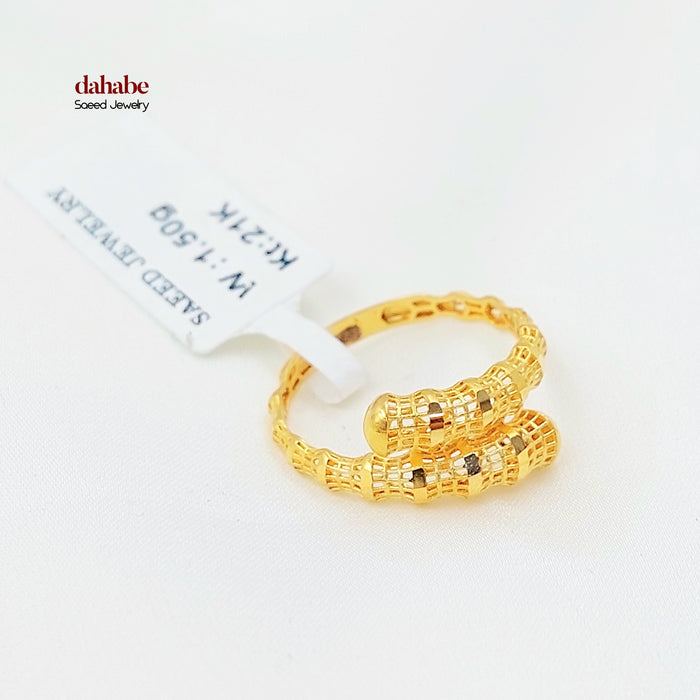 Deluxe Engraved Ring Made of 21K Gold by Saeed Jewelry