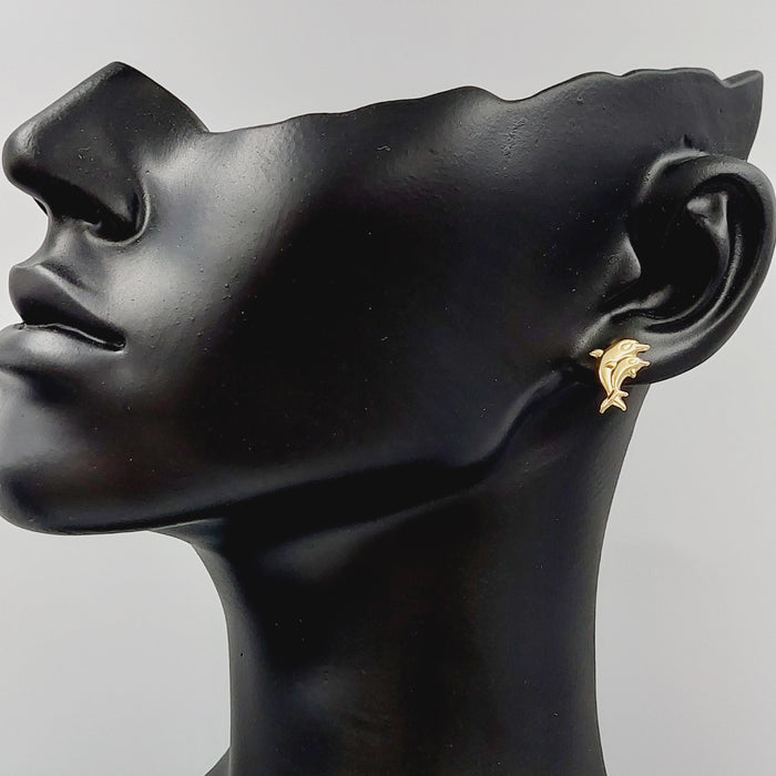 18K Dolphin Earrings Made of 18K Yellow Gold by Saeed Jewelry-27290