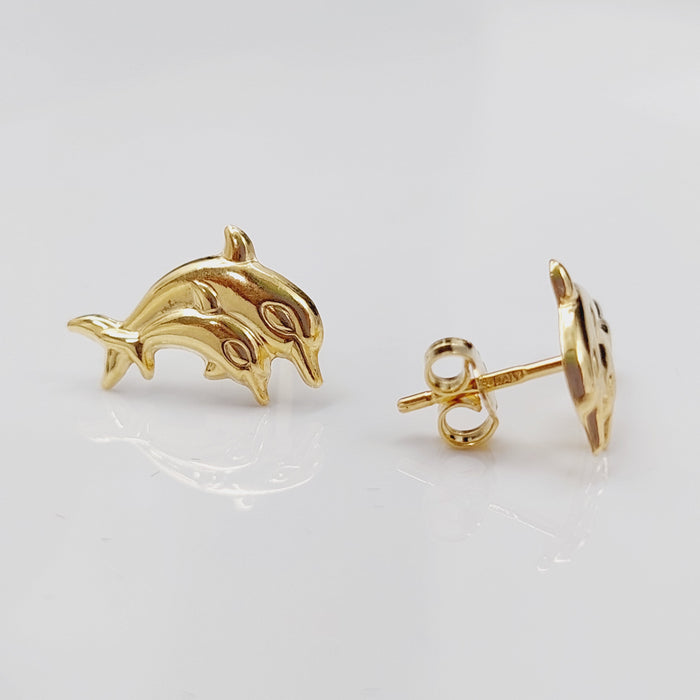 18K Dolphin Earrings Made of 18K Yellow Gold by Saeed Jewelry-27290