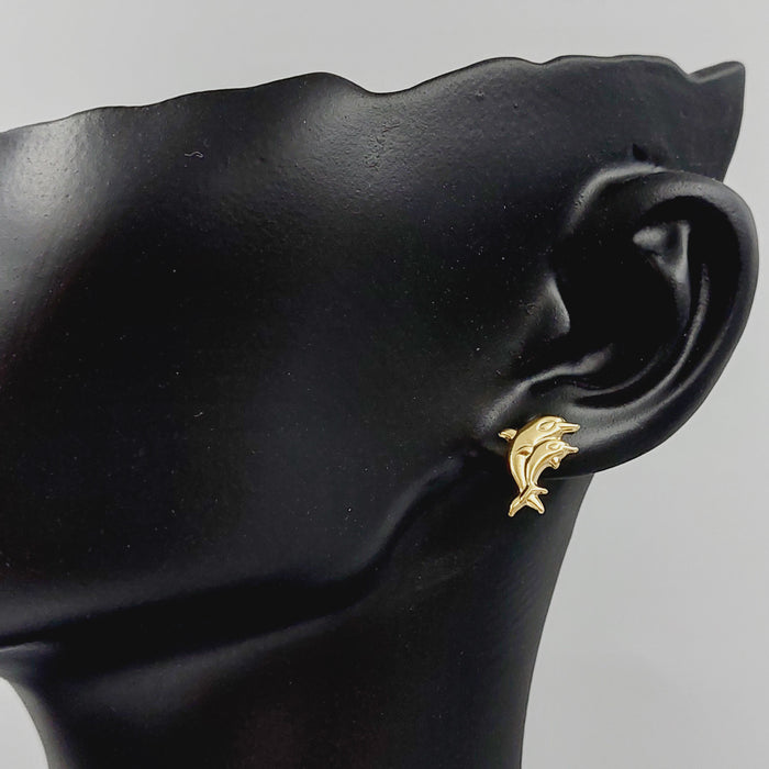 18K Dolphin Earrings Made of 18K Yellow Gold by Saeed Jewelry-27290