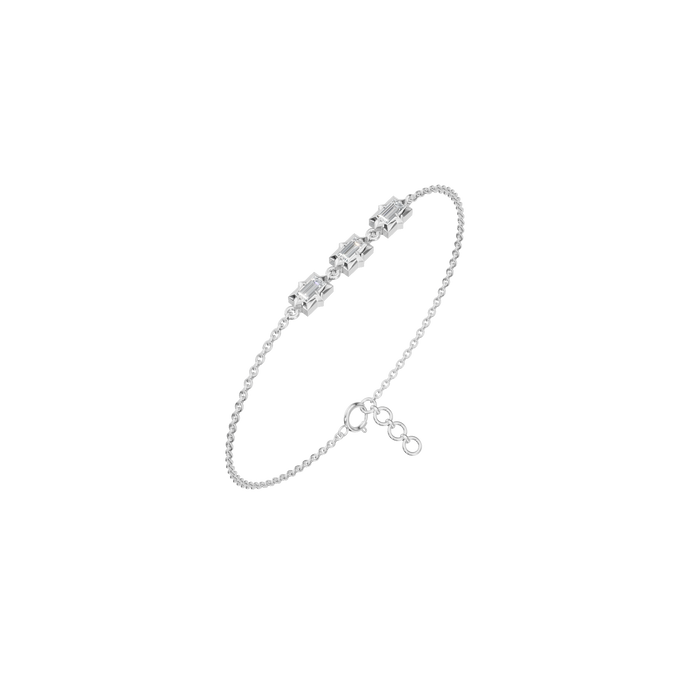 Emerald & Round Cut Lab Diamond Bezel Set Bracelet In Solid Gold