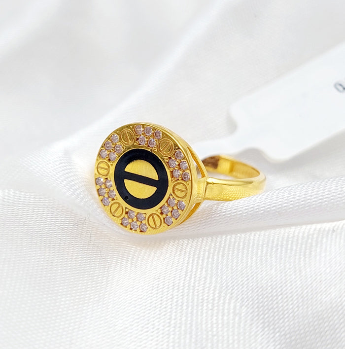 21K Enamel Ring Made of 21K Yellow Gold by Saeed Jewelry-25870