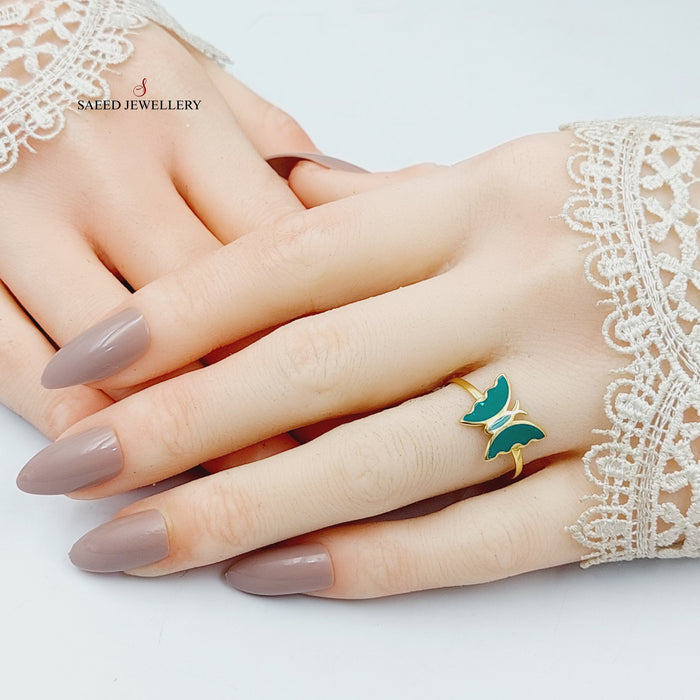 18K خاتم فراشة مينا-مجوهرات الشيخ سعيد-Saeed Jewelry