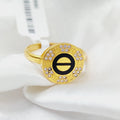Enameled &amp; Zirconed Figaro Ring  Made Of 21K Yellow Gold by Saeed Jewelry-28690