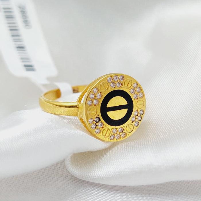 Enameled &amp; Zirconed Figaro Ring  Made Of 21K Yellow Gold by Saeed Jewelry-28690
