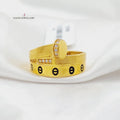 Enameled &amp; Zirconed Nail Ring Made Of 21K Yellow Gold by Saeed Jewelry-27848