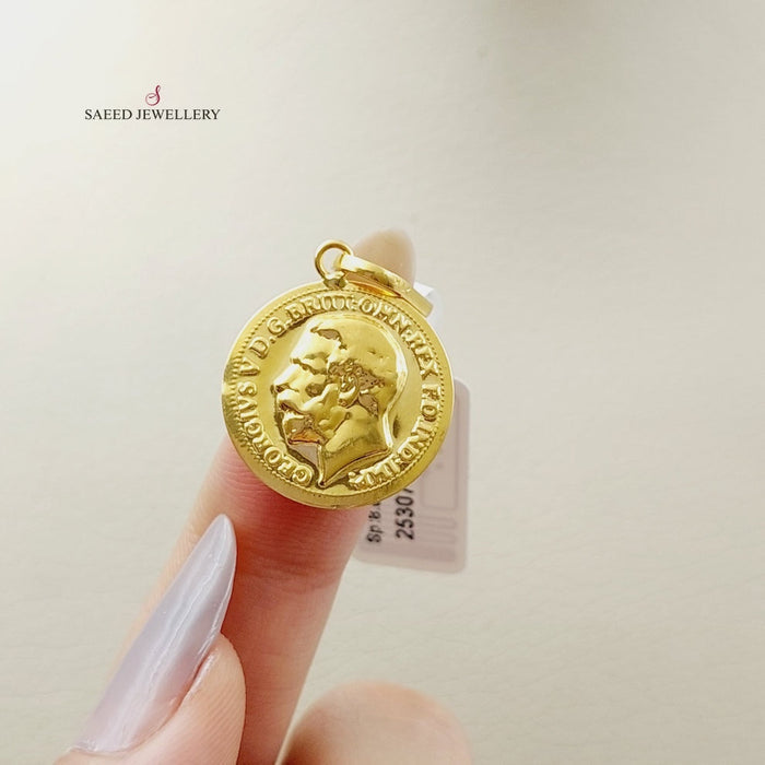 21K English Lira Model Pendant Made of 21K Yellow Gold by Saeed Jewelry-26665