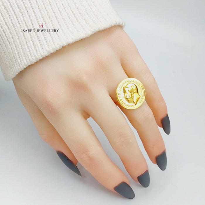 21K English Lira Model Ring Made of 21K Yellow Gold by Saeed Jewelry-27178