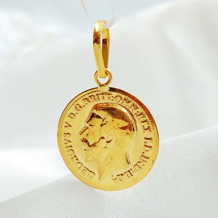21K English Lira Pendant Made of 21K Yellow Gold by Saeed Jewelry-25308