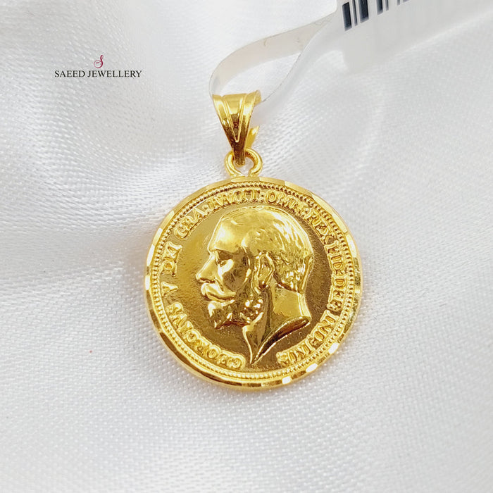 English Lira Pendant Made Of 21K Yellow Gold by Saeed Jewelry-28111