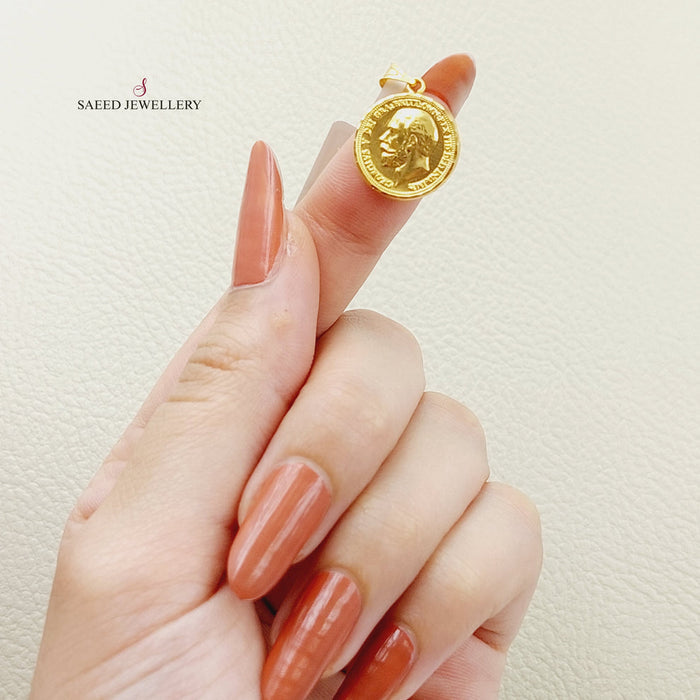 English Lira Pendant Made Of 21K Yellow Gold by Saeed Jewelry-28111