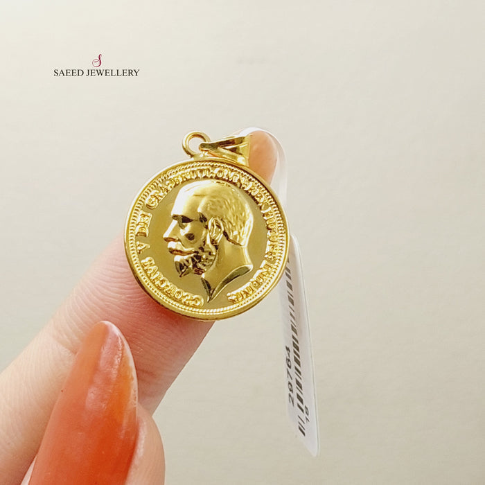 English Lira Pendant  Made Of 21K Yellow Gold by Saeed Jewelry-29764