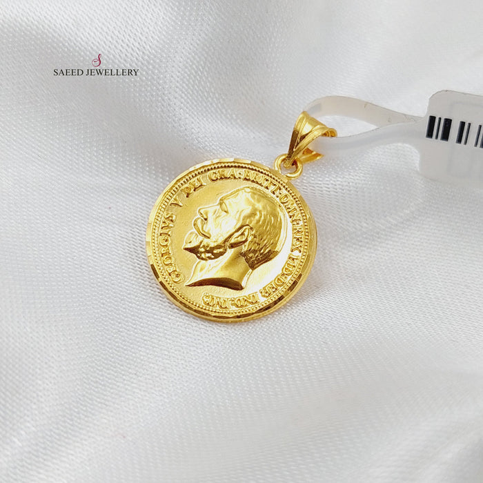 English Lira Pendant Made Of 21K Yellow Gold by Saeed Jewelry-28111