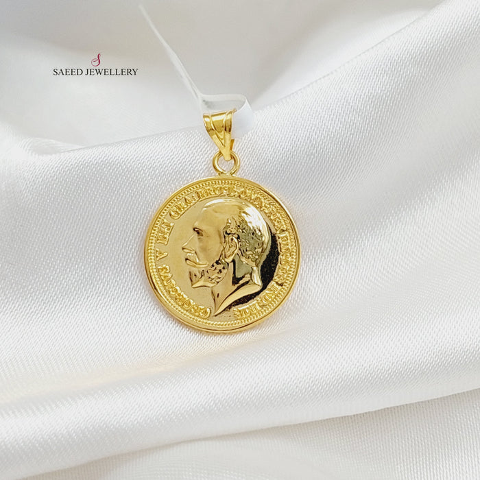 English Lira Pendant  Made Of 21K Yellow Gold by Saeed Jewelry-29764