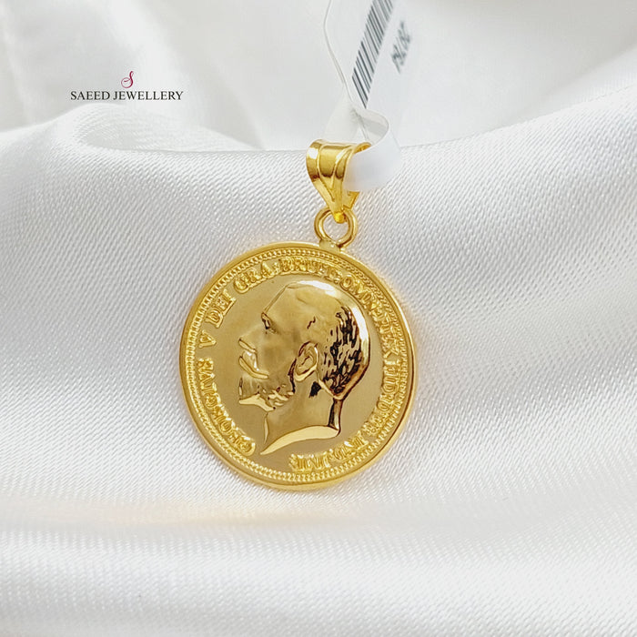 English Lira Pendant  Made Of 21K Yellow Gold by Saeed Jewelry-29762