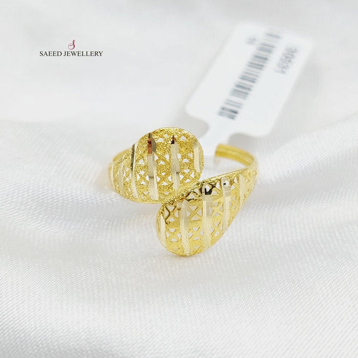 Engraved Light Ring  Made Of 18K Yellow Gold by Saeed Jewelry-30533