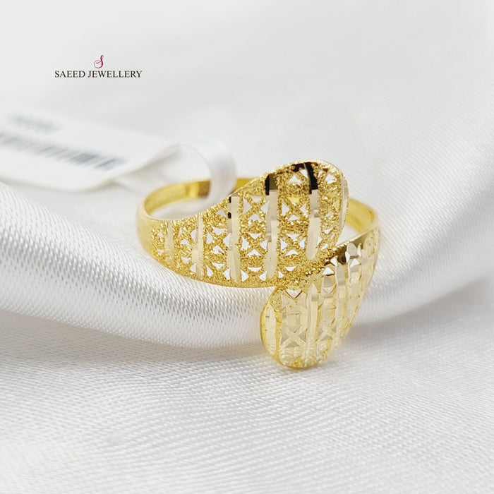 Engraved Light Ring  Made Of 18K Yellow Gold by Saeed Jewelry-30209