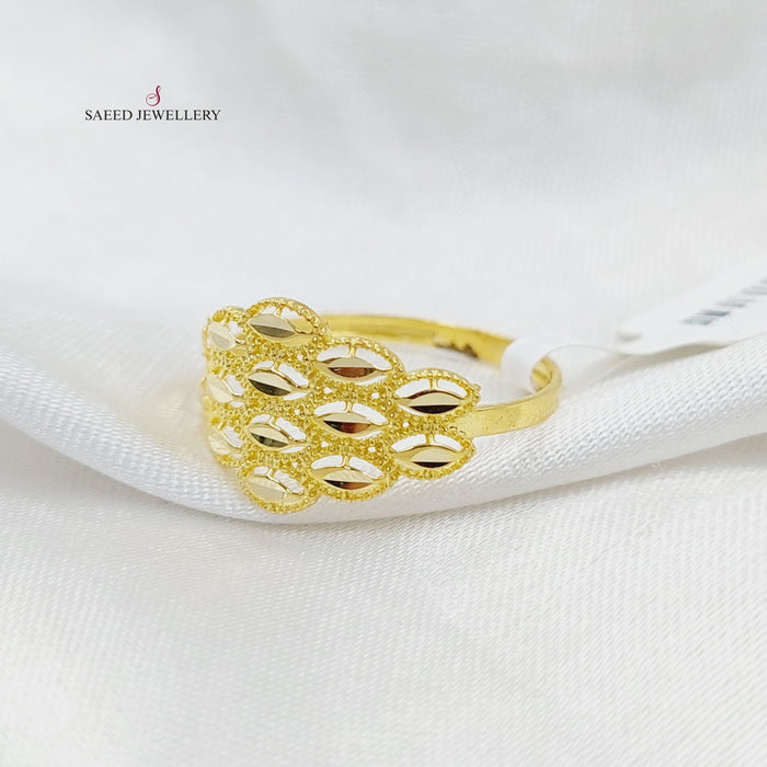 Engraved Light Ring  Made Of 18K Yellow Gold by Saeed Jewelry-30536
