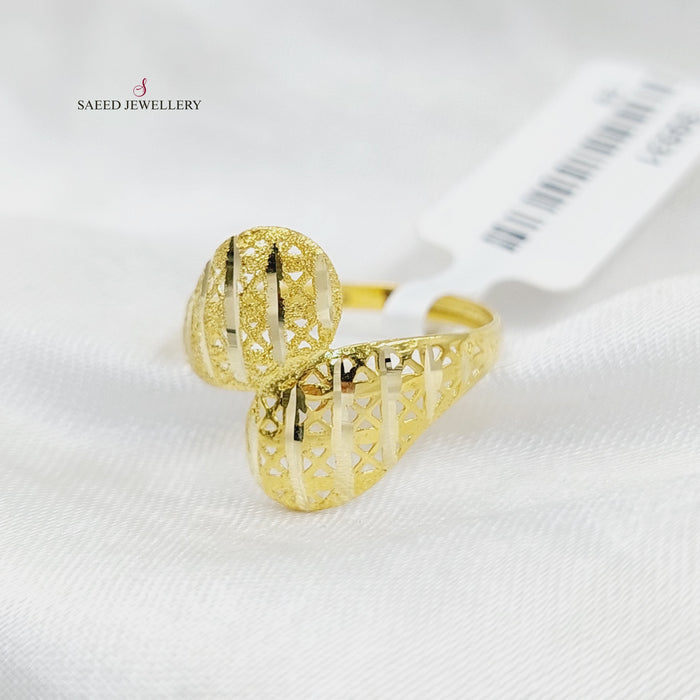 Engraved Light Ring  Made Of 18K Yellow Gold by Saeed Jewelry-30535