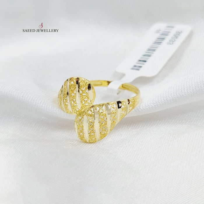 Engraved Light Ring  Made Of 18K Yellow Gold by Saeed Jewelry-30531