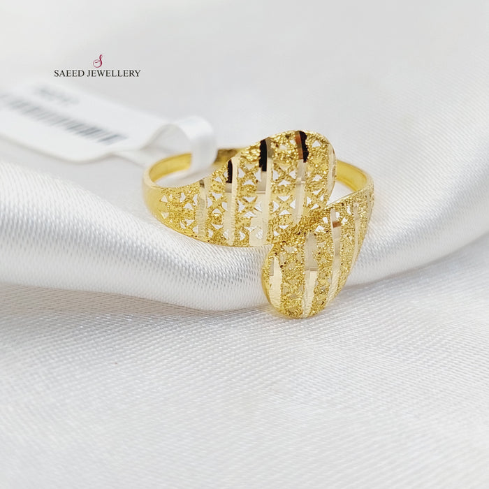 Engraved Light Ring  Made Of 18K Yellow Gold by Saeed Jewelry-30211