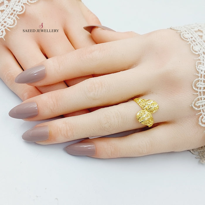 Engraved Light Ring  Made Of 18K Yellow Gold by Saeed Jewelry-30533
