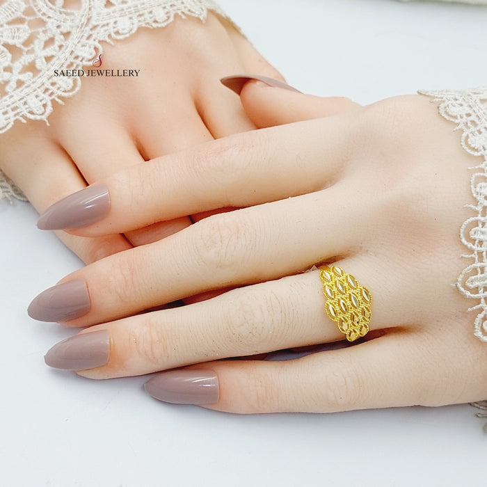 Engraved Light Ring  Made Of 18K Yellow Gold by Saeed Jewelry-30536