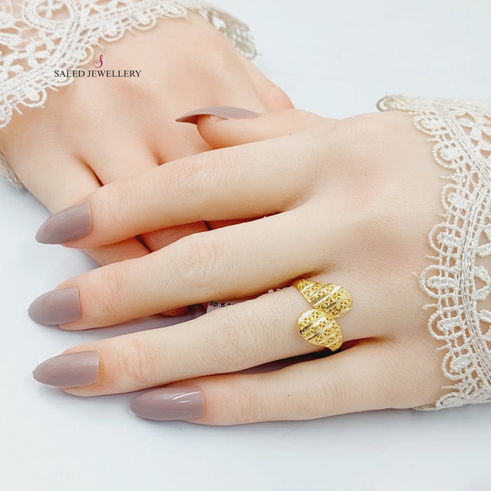 Engraved Light Ring  Made Of 18K Yellow Gold by Saeed Jewelry-30212