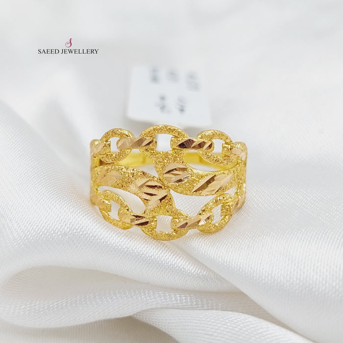 Engraved Ring Made Of 21K Yellow Gold by Saeed Jewelry-27490