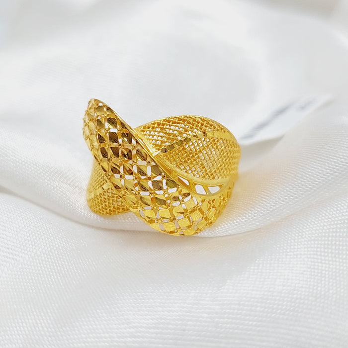 Engraved Ring Made Of 21K Yellow Gold by Saeed Jewelry-27587