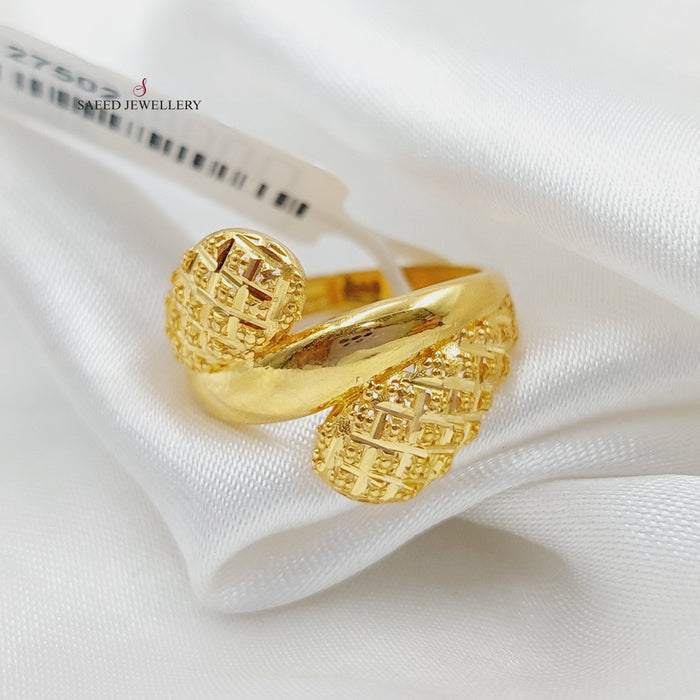 Engraved Ring Made Of 21K Yellow Gold by Saeed Jewelry-27502