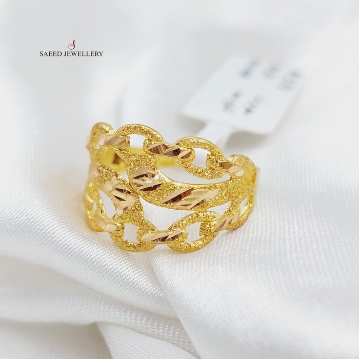 Engraved Ring Made Of 21K Yellow Gold by Saeed Jewelry-27490