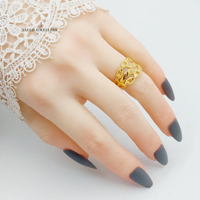 Engraved Ring Made Of 21K Yellow Gold by Saeed Jewelry-27490