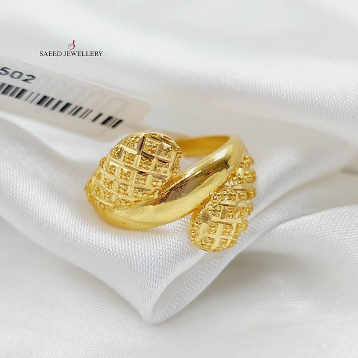 Engraved Ring Made Of 21K Yellow Gold by Saeed Jewelry-27502