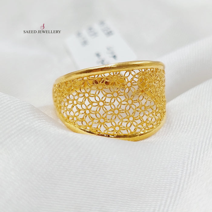 Engraved Ring Made Of 21K Yellow Gold by Saeed Jewelry-27728