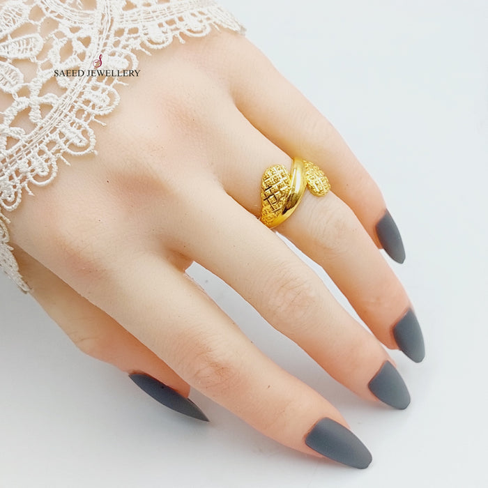 Engraved Ring Made Of 21K Yellow Gold by Saeed Jewelry-27502