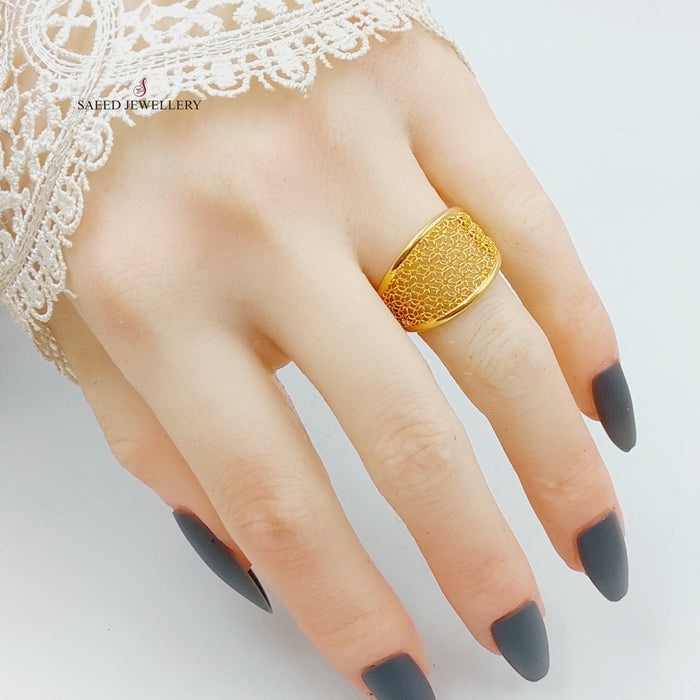 Engraved Ring Made Of 21K Yellow Gold by Saeed Jewelry-27728