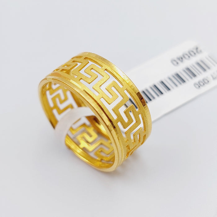 21K Engraved Wedding Ring Made of 21K Yellow Gold by Saeed Jewelry-ذبلة-فرزاتشي-مشبك