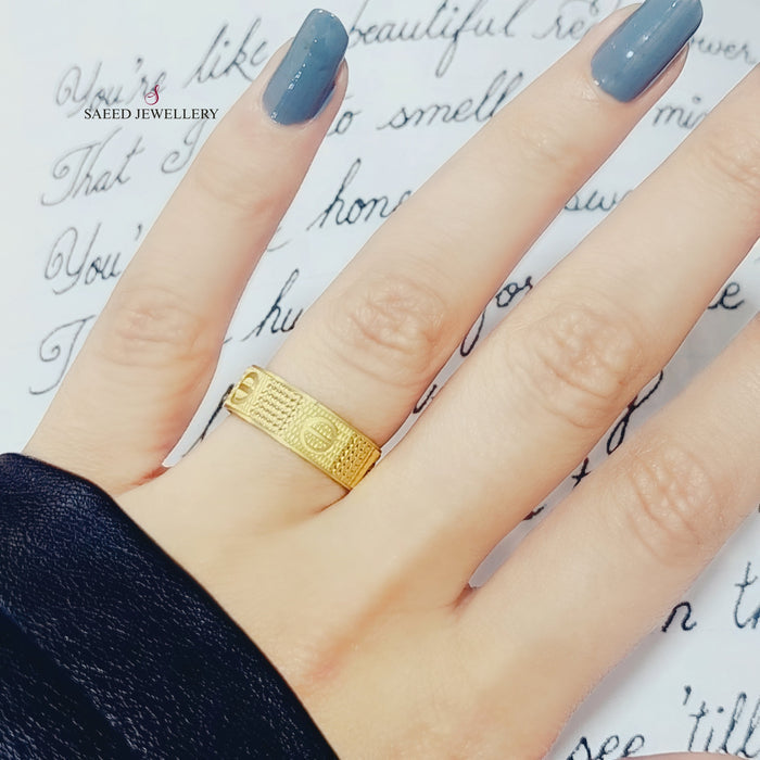 21K Engraved Wedding Ring Made of 21K Yellow Gold by Saeed Jewelry-24985