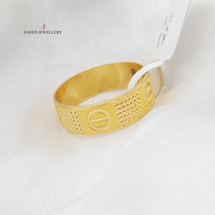 21K Engraved Wedding Ring Made of 21K Yellow Gold by Saeed Jewelry-24985